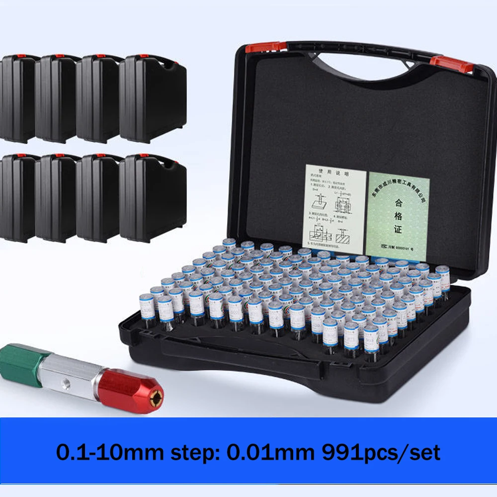 991pcs/lot step 0.01mm Precision Steel Pin Gauge 0.1-10mm Smooth Plug Gauge Hole Gauge set pin Measuring Tool