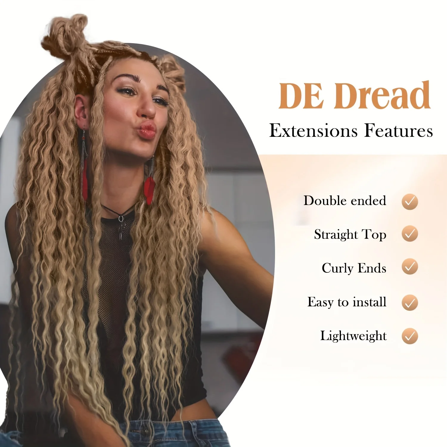 여성용 크로셰 드레드락 익스텐션, 합성 섬유, 10개, 24인치 접이식 ~ 48인치 더블 엔드, 모든 사람에게 적합