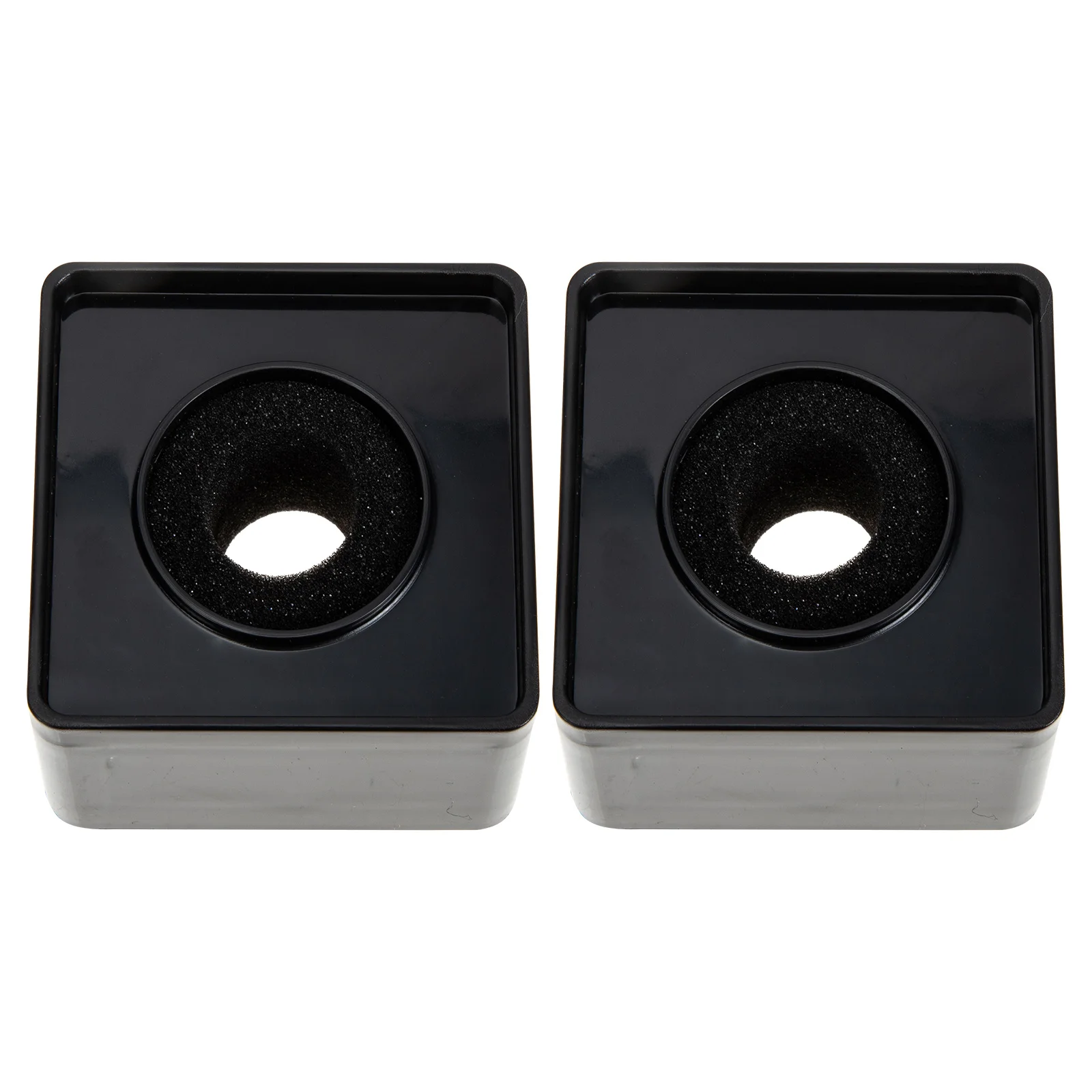 

2pcs Abs Square Cube Mic Station Logos Black Small Compact Durable For Interview Microphone Logo Flag Plastic Mic Stand Creative