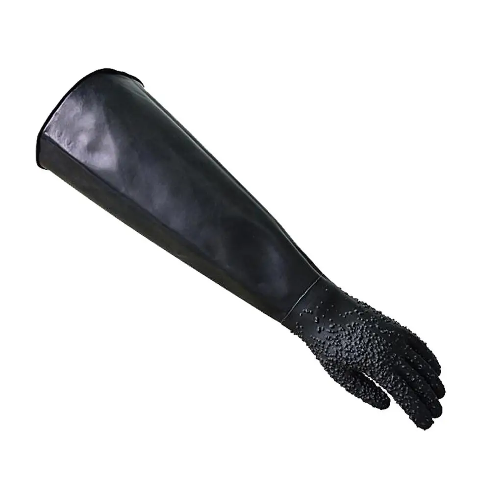 Guantes protectores izquierdo de 68 cm para equipo de chorro de arena, duraderos, color negro