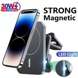 30W Magnetic Car Wireless Chargers Air Vent Phone Holder for iPhone 16 15 14 13 12 Pro Max Charger Fast Charging Station