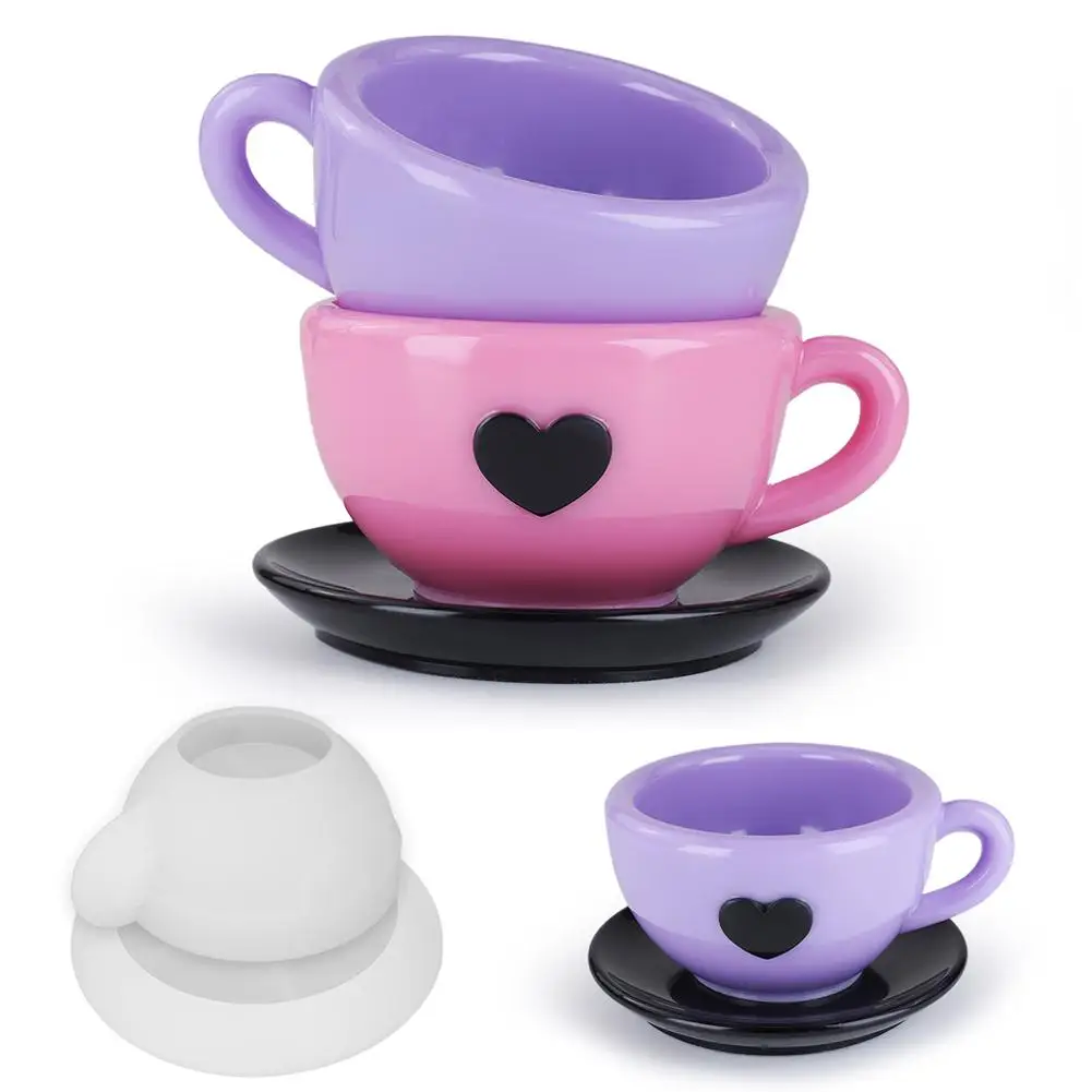 Love Tea Cup Silicone Mold Diy Handmade Gypsum Cement Decoration Epoxy Ceramics Mold Saucer Ornament Home Cup Coffee Decor Z6b2