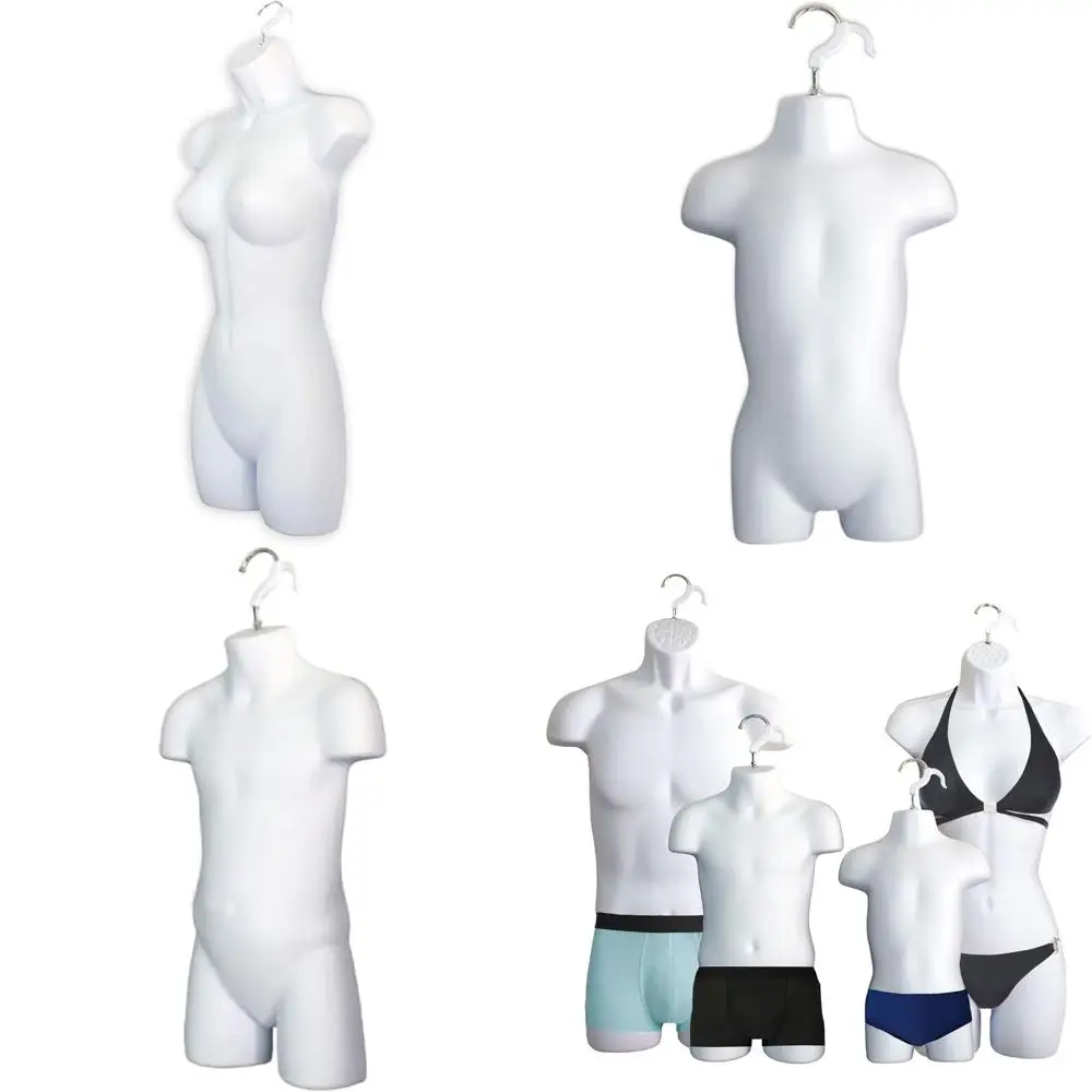

Universal Hanging Mannequin Set for Male, Female, Child, and Toddler - Plastic Hollow Back Forms for T-Shirt Display, Countertop