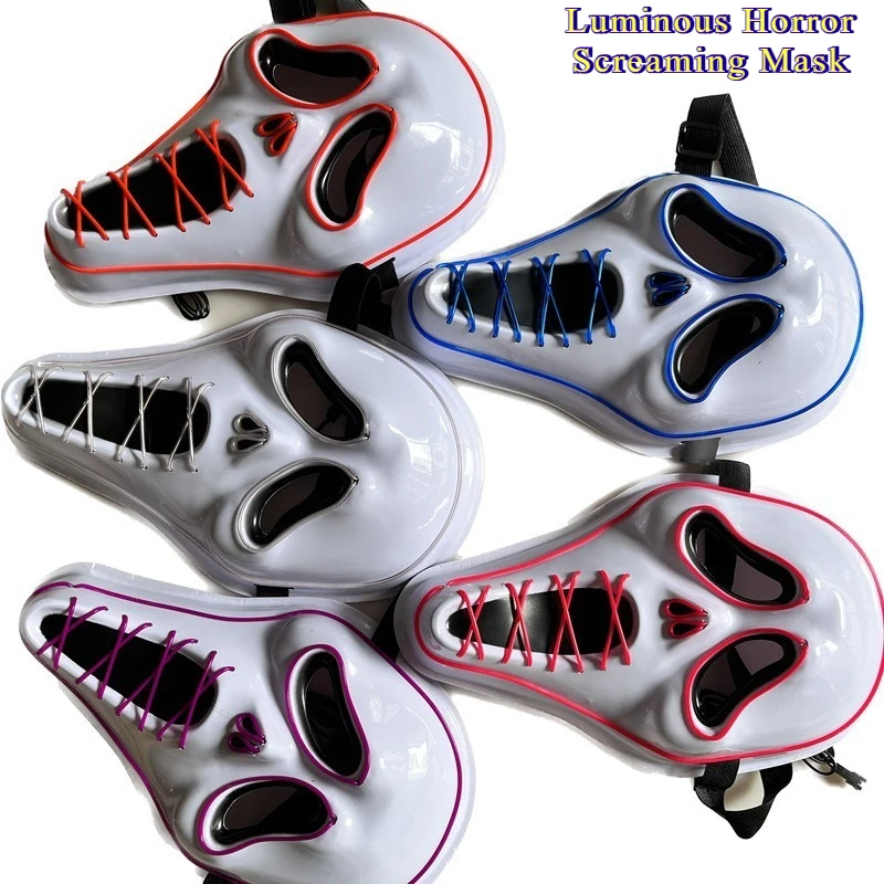 

‌LED Halloween Mask Scary Glowing Face Cover Horror Movie Cosplay Party Prop ‌Halloween Scary Party Decoration Prop‌ Ghost Face