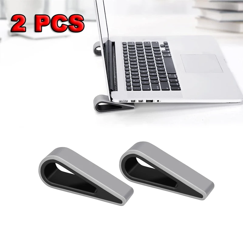 2 Pieces Adjustable Laptop Stand Portable Notebook Silicone Lifter Computer Cooling Rack Ultra Light Kickstand Gray Mini Bracket