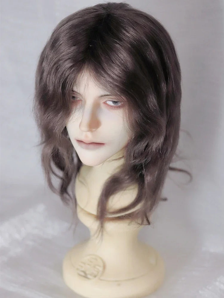 （Customize 30 Days） BJD DD SD MSD 1/4 1/3 doll's Accessoriess wig mohair Medium long curly hair silver whit（1point）