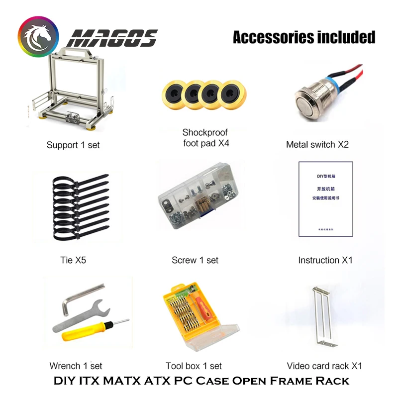 خزانة ألعاب MOD، حافظة ITX MATX ATX PC ذات إطار مفتوح، هيكل ألعاب الكمبيوتر المكتبي المبرد المائي، شخصية عمودية