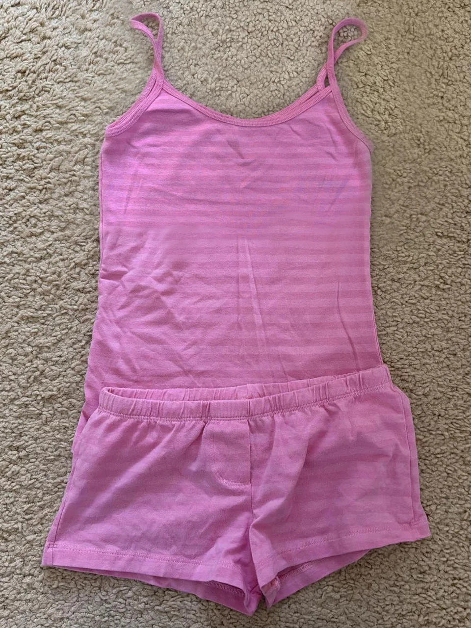 Pink Striped Vest Shorts Set Woman Slim Crop Top+Elastic Waist Short Pant Casual Cozy Sweet Cotton Home Pajama 2 Piece Sets New