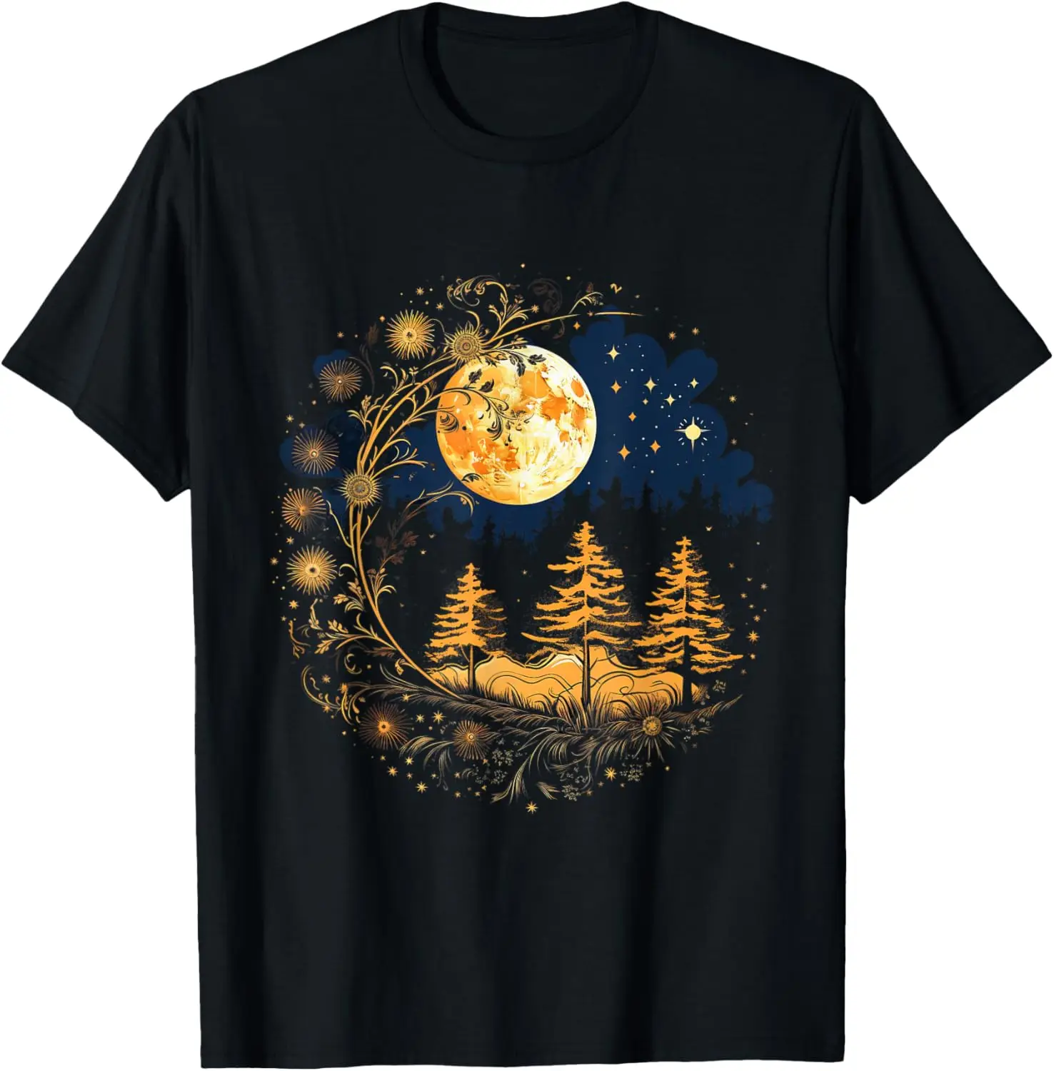 

mystic sun and moon woman mystical flowers aesthetic T-Shirt
