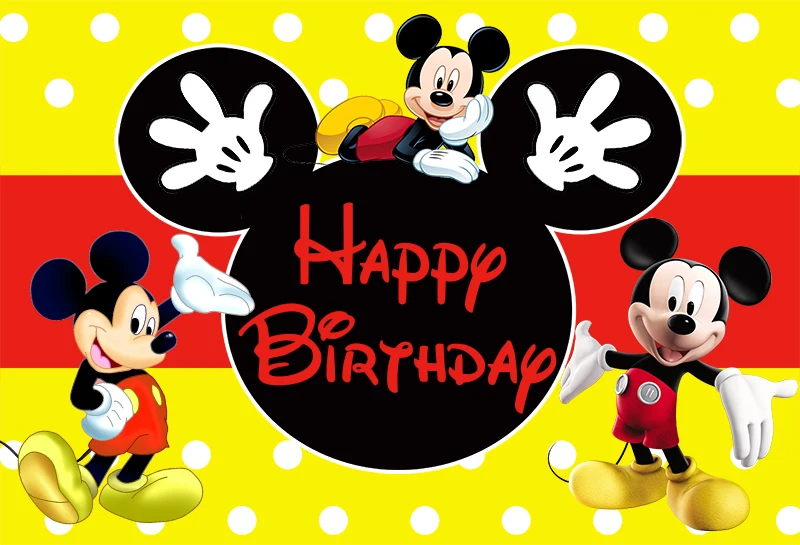 Cartoon Red Mickey Mouse Photograhy Background Custom Kids Birthday Party Backdrop for Photo Studio Baby Shower Banner Vinyl