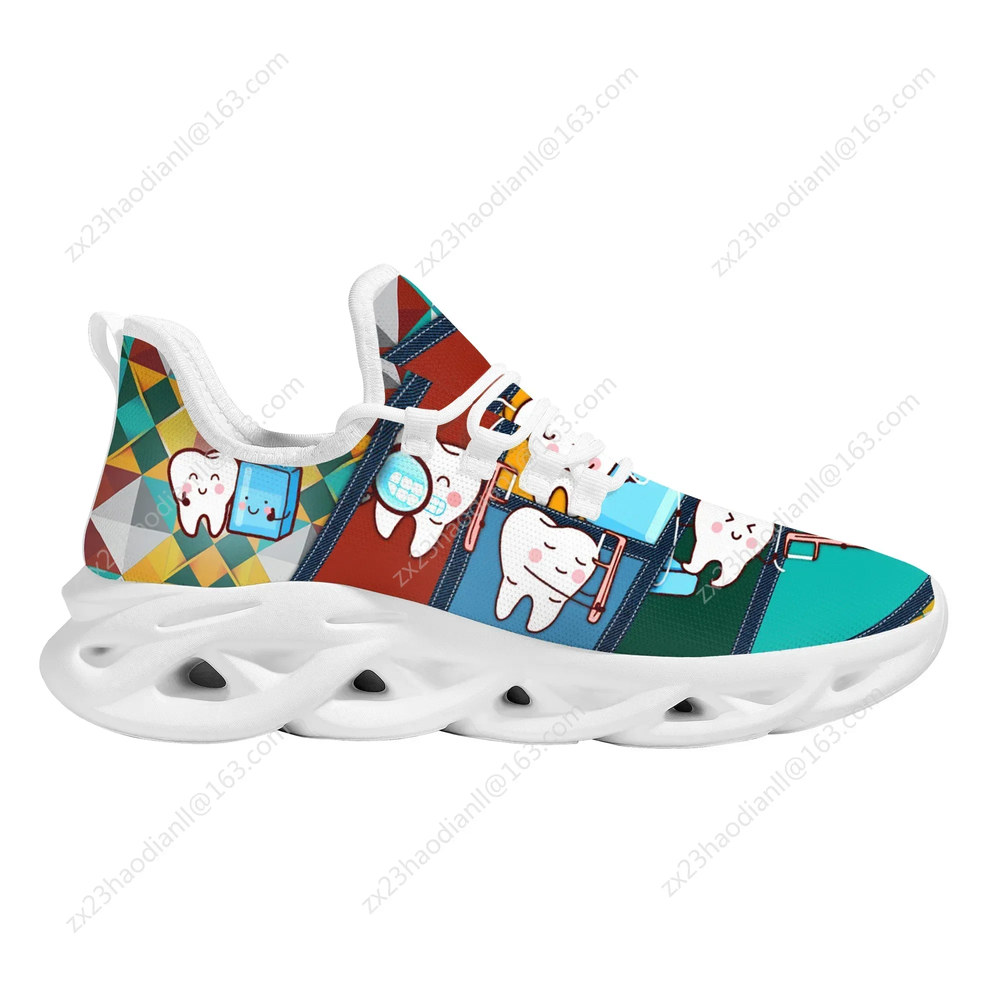 Funny Cartoon Tooth Design Flat Shoes Mother's Day Gift Non-slip Cozy Platform Swing Shoes New Trend Dental Nursing Sneakers