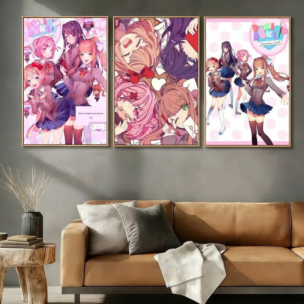 D-DokiS L-LiteratureS Club Poster Stickers Art Print Retro Artistic Wall Decor HD Living Room Bedroom Home Decor Unique Gift