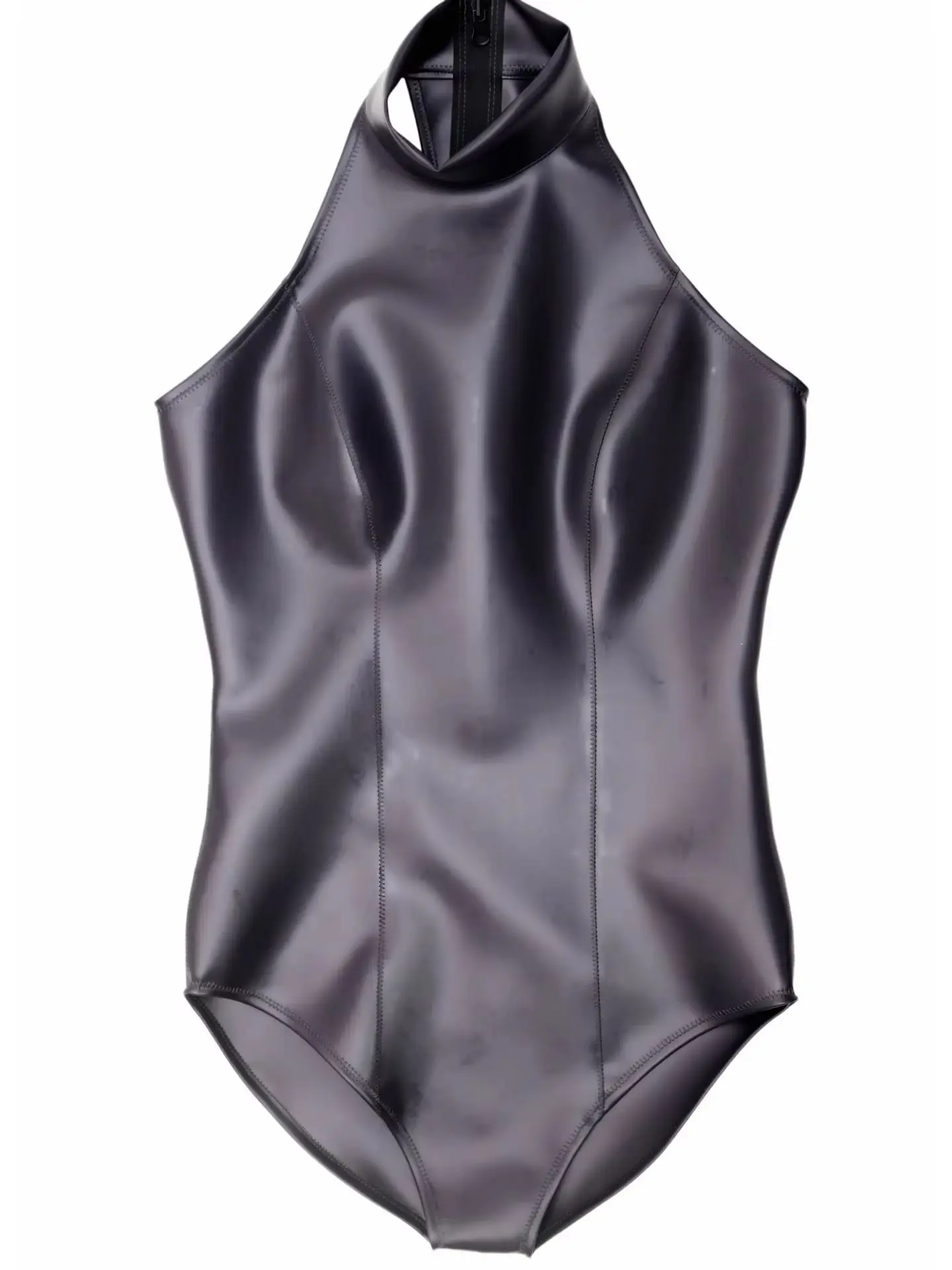 Double Sided Elastic PU Leather Bodysuit Sleeveless Tank Catsuit Reversible Waterproof Swimsuit Tights Leotard Body Teddies Tops
