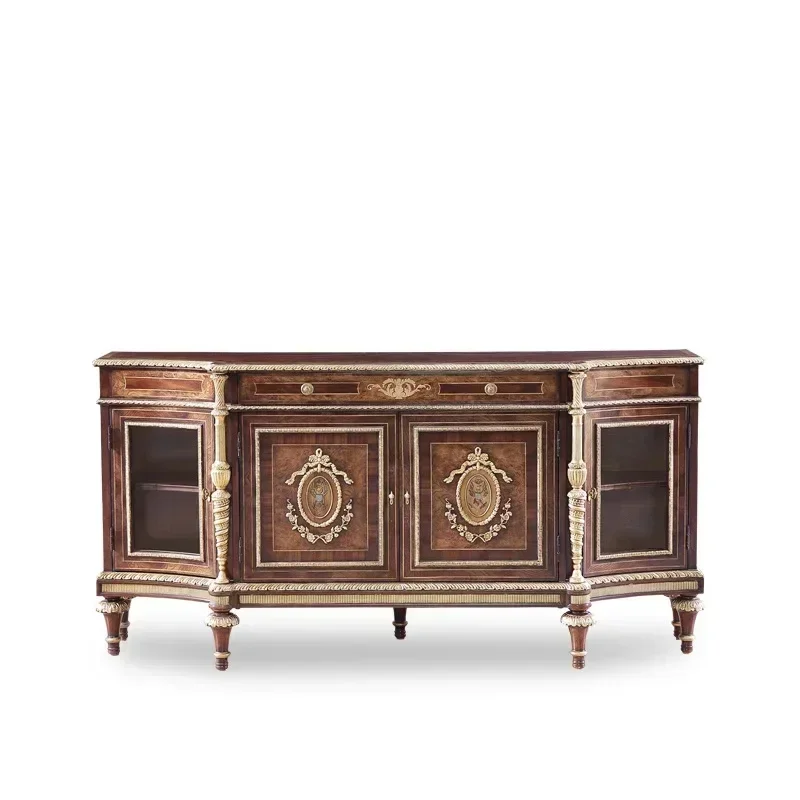 

English style, mahogany porch decorative cabinets, living room, dining side lockers, villa customizable furniture