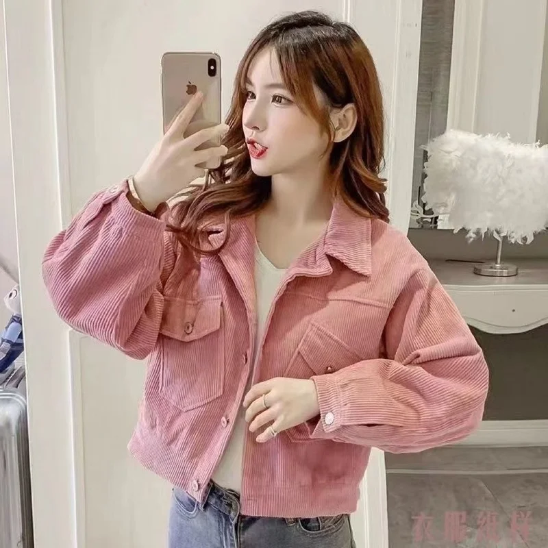 

Corduroy Short Jacket Women's 2022 Spring and Summer New All-match Long-sleeved Jacket Top Women's Jacket Women Jacket