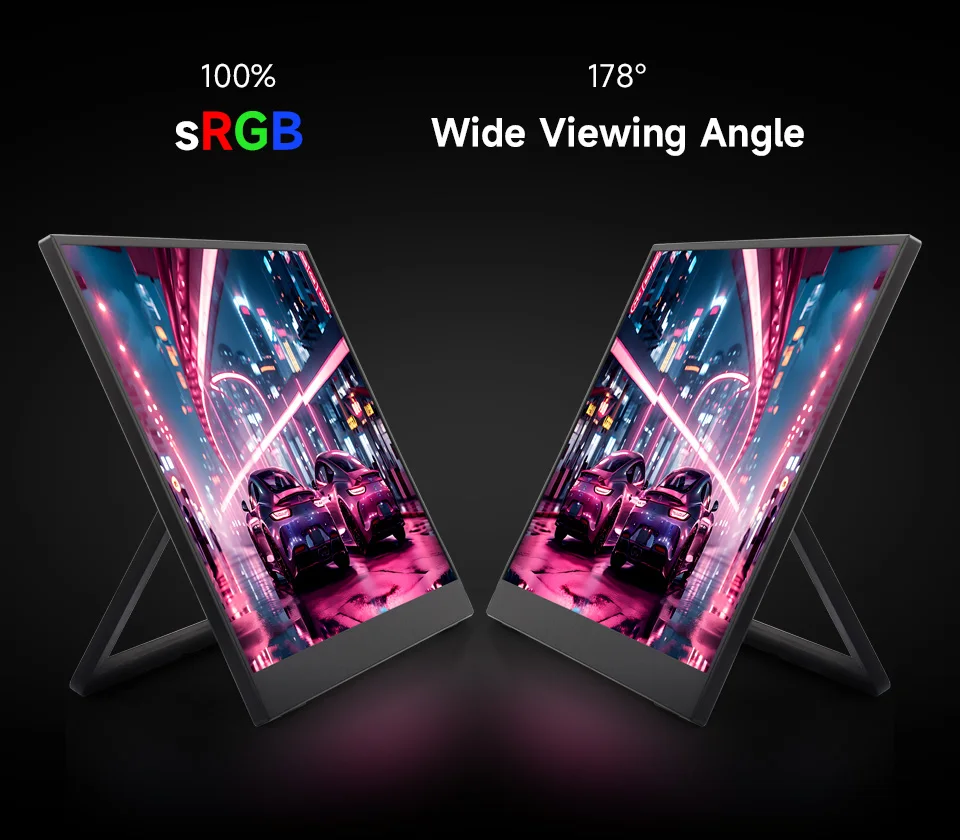 

15.6inch Portable Monitor, IPS screen, Mini HDMI Interface, 1920 × 1080 Full HD, 178° Viewing Angle, No Touch