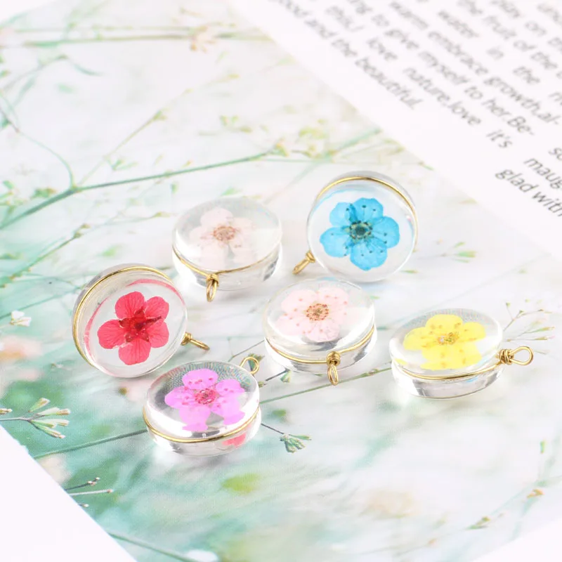 1pcs Diy Cherry Blossom Girl Accessories Immortal Flower Garden Fresh Forest Earrings Pendant Material Handmade Charms