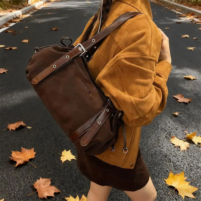 

Модная большая сумка, брендовая сумка на плечо с магнитной застежкой на шнурке, высококачественная простая сумка на плечо, корейская сумка, пригородная сумка через плечо