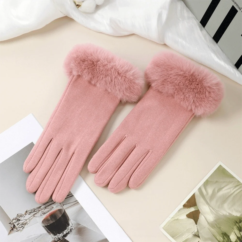 Solid Color Touch Screen Gloves Waterproof Elastic Stretch Full Finger Gloves Thick Plush Inner Insulated Warm Windproof Gloves