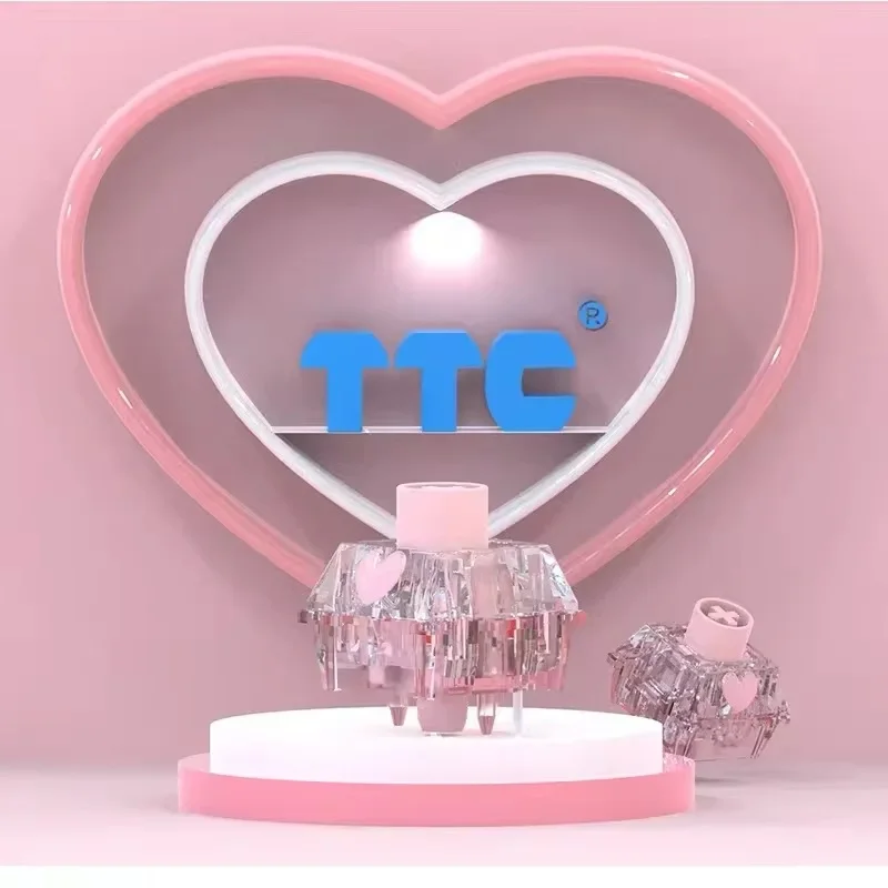 TTC Honey V2 Switch for Mechanical Keyboard Linear 42g 5 Pins 22.5mm Long Spring Pink RGB Transparent GK61 Anne Pro 2