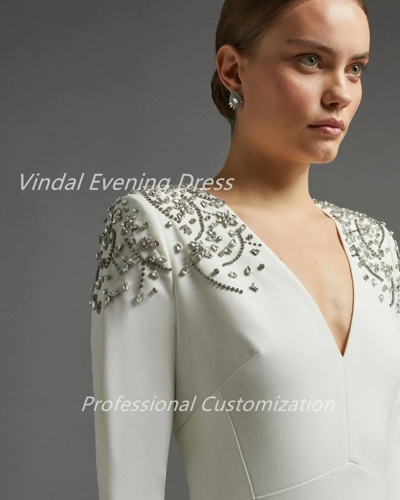 Vindal Evening dresses Taffeta  Floor Length  V-neck A-Line  luxurious Beading Elegant Sexy Sleeveless السعود  For  Woman 2024