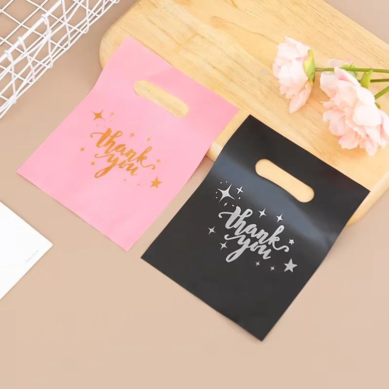 100Pcs Star Printed Thank You Gift Bags Wedding Birthday Guest Gift Wrap Plastic Shop Bags Small Business Candy Store Packaging view 5
