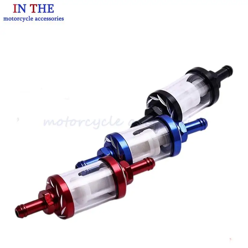 8mm Universal CNC Fuel Filter Aluminum Glass Washable Oil Filter For motorcycle Replacement partsNew