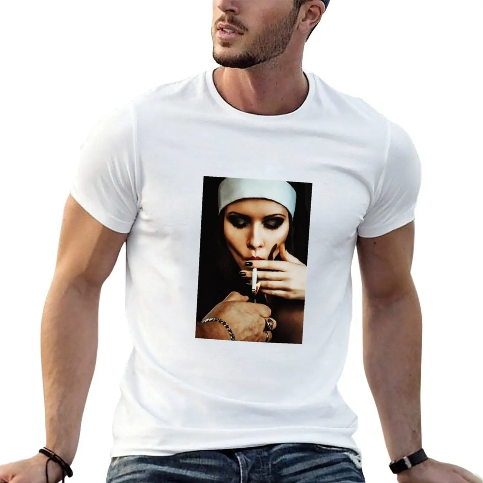 

Beautiful Nun Smoking Cigarette T-Shirt t shirts for man slim fit man t shirts cotton cotton t shirts man 100% T-shirt