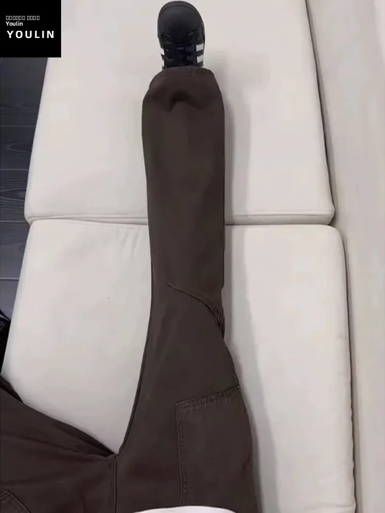 

Мужские зимние утепленные джинсы Deep Brown American Workwear: прямые брюки с легким клешем, прочные джинсы прямого кроя
