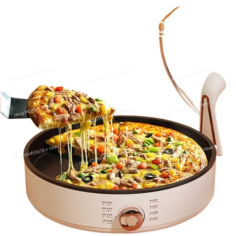 220V Deep Non-Stick Electric Skillets with Automatic Pancake Maker Pizza Baking Pan for Home Cooking Multi Cooker