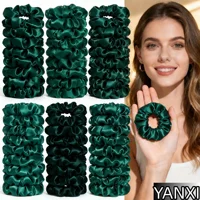 1/6/20/60/100pcs bulk satin emerald dark green scrunchies suitable women elegant 10cm headwear hair ties accessories casual cute
