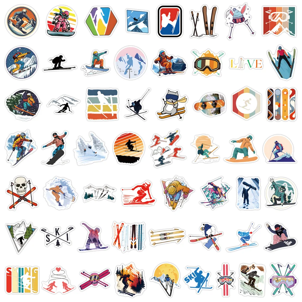 

55PCS Ski Graffiti Stickers Cartoon DIY Decorative Luggage Laptop Skateboard Helmet Sunglasses iPad Waterproof Sticker Kids Toy