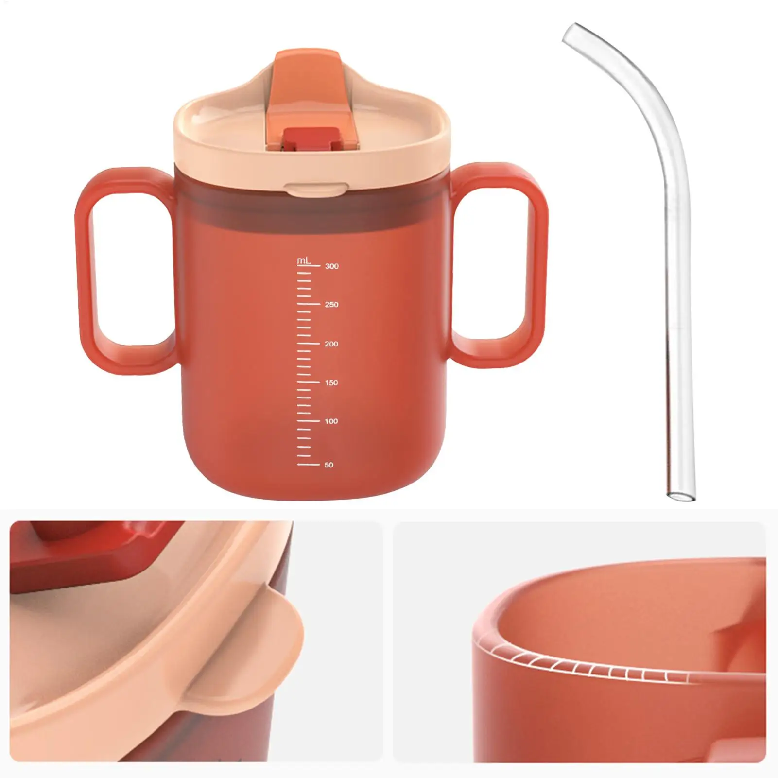 300ml Elderly Care Cup PP Water Cup With Handles Anti overflow Anti choking Drinking Cup for elderly children pregnant women