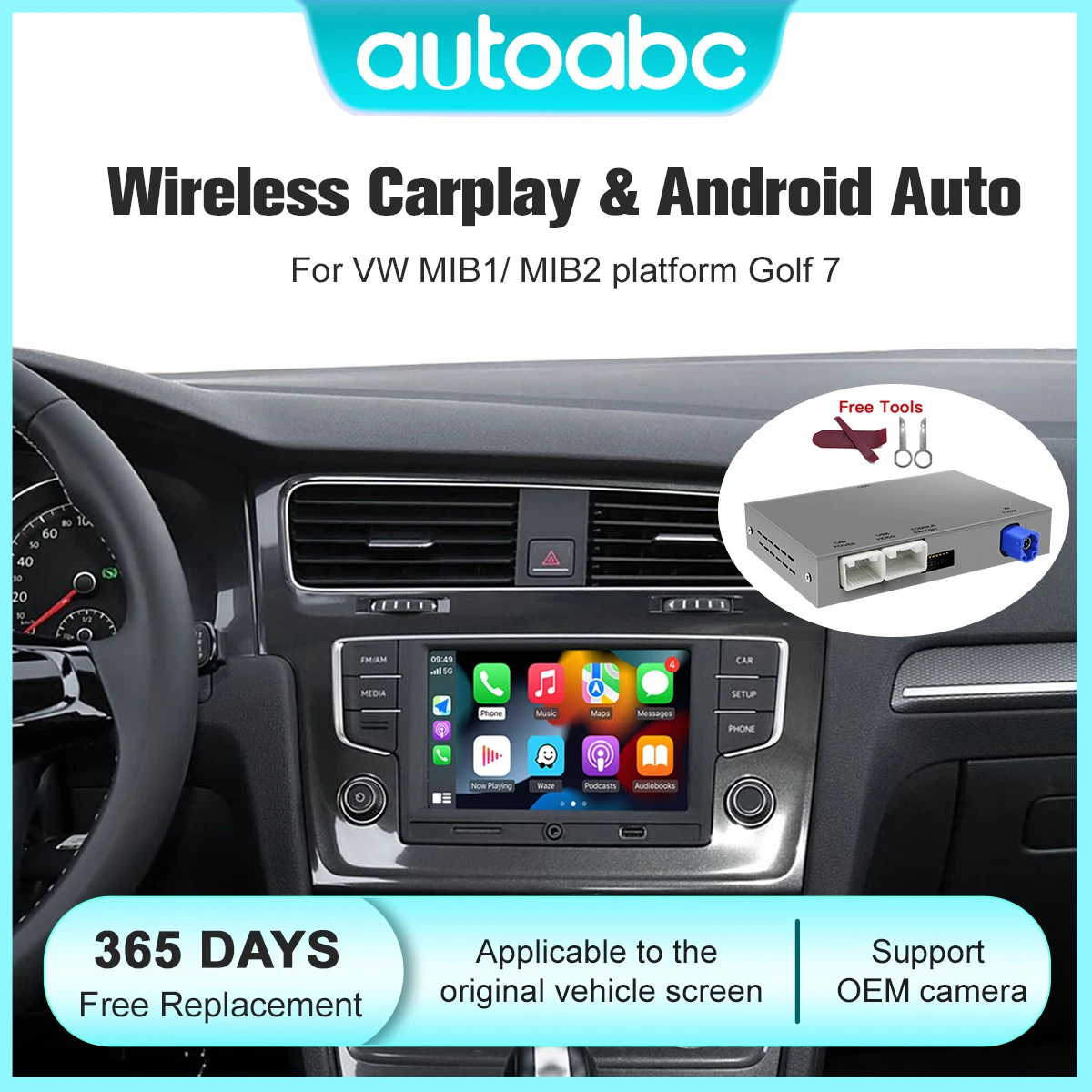 Wireless Carplay Android Auto For VW Volkswagen Golf 7 MK Polo Seat Skoda Passat B8 MIB MIB2 With Mirror Link