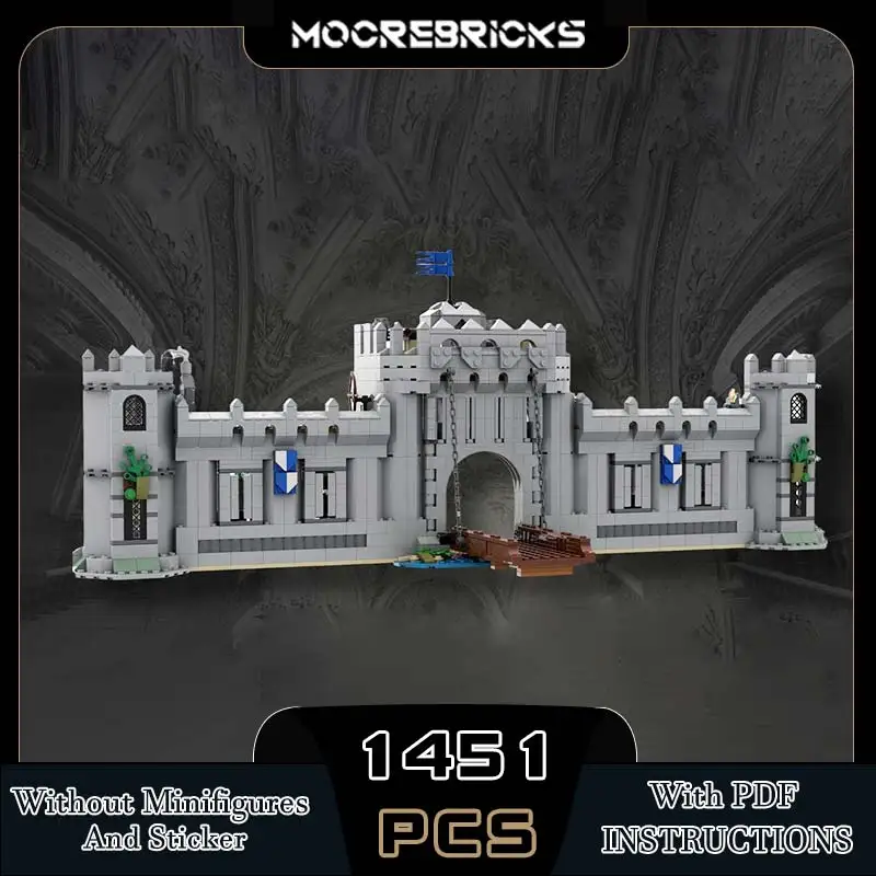MOC edificios famosos jinete Medieval fortaleza de acero arquitectura de pared de ciudad Modular modelo de bloques de construcción juguetes para niños ladrillos Gif