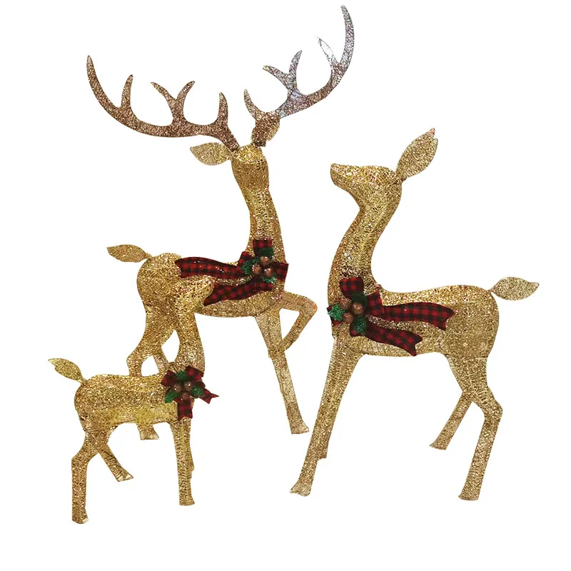 

Decorations, shopping mall window ornaments Christmas deer garden luminous wrought iron deer hotel lobby Christmas elk