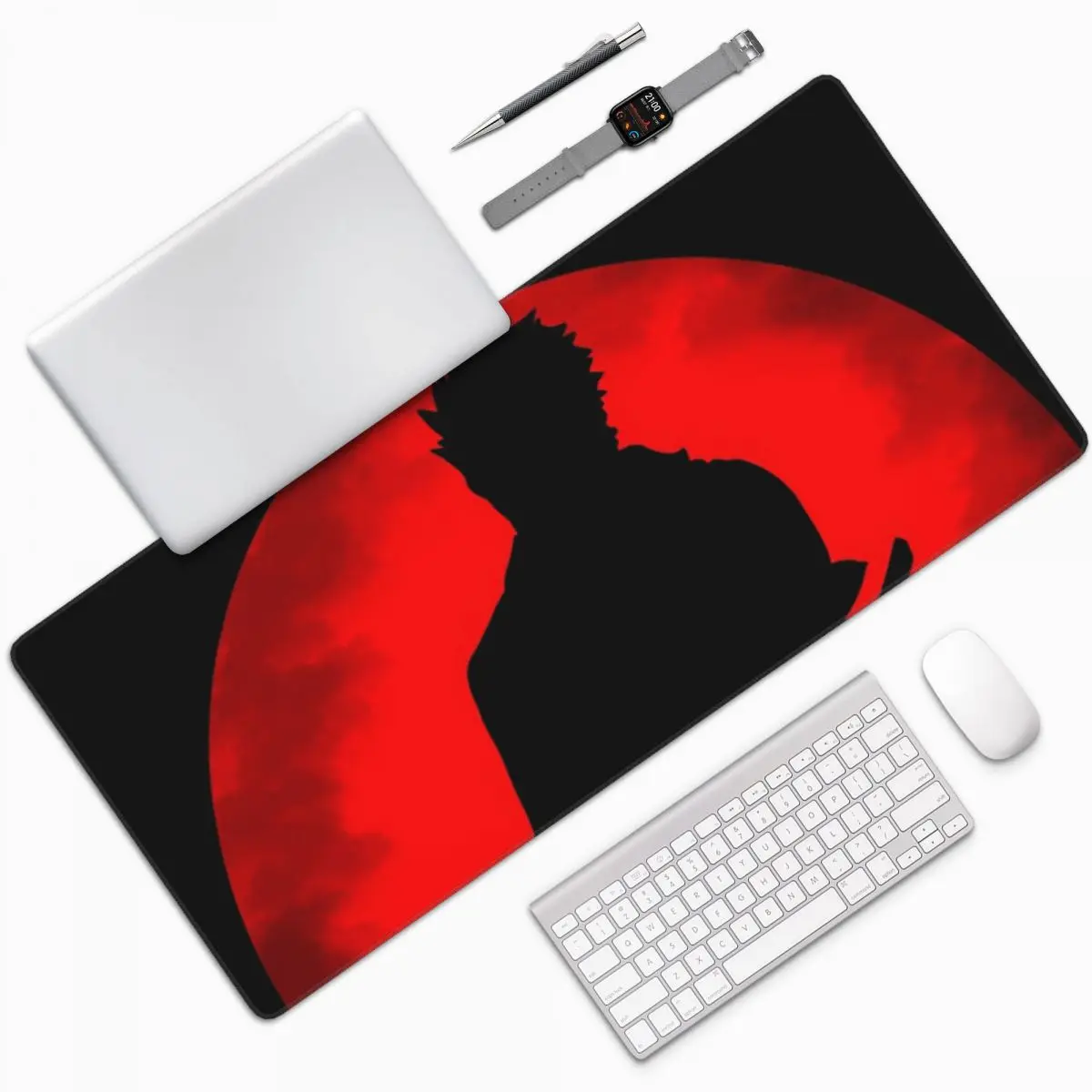 Moon Samurai Large Mouse Pad Computer Keyboard Mouse Mat Gamer PC Laptop Desk Mat Office Accessories Table Mats