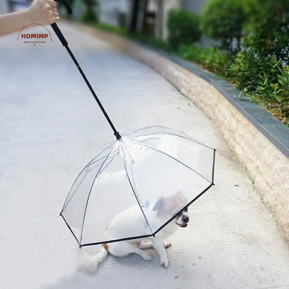 

Clear Pet Dog Umbrellas with Leash C-Shape Handle Doggy Poncho Rainproof Adjustable Raincoat for Dogs for Rain/Snow Dog Walking