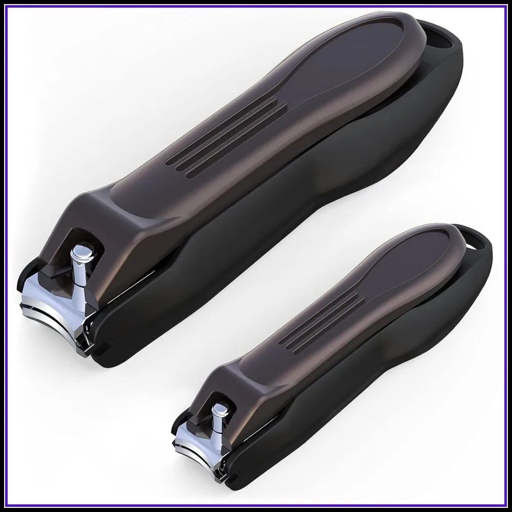 

No Splash Nail Clipper with Catcher, Stainless Steel Fingernail Toenail Cutter Trimmer for Men Women, Large/Small 2Pack