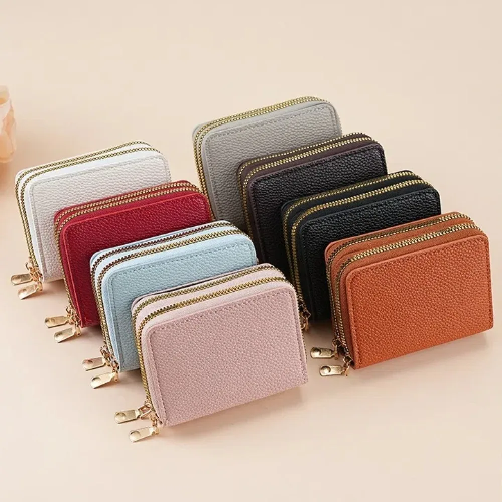 Double Layer Zipper Women's Wallet Multi Card Slot Compact Design Coin Purse Multi-Function Large Capacity Short Wallet Ladies
