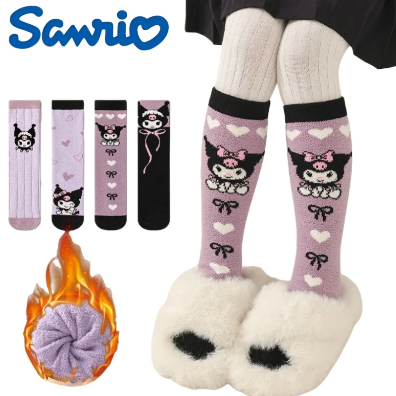 

Sanrio Thickened Floor Socks Cartoon Kuromi Knee-High Socks Home Non-Slip Warmth Holiday Gift Casual Fashion High Elasticity