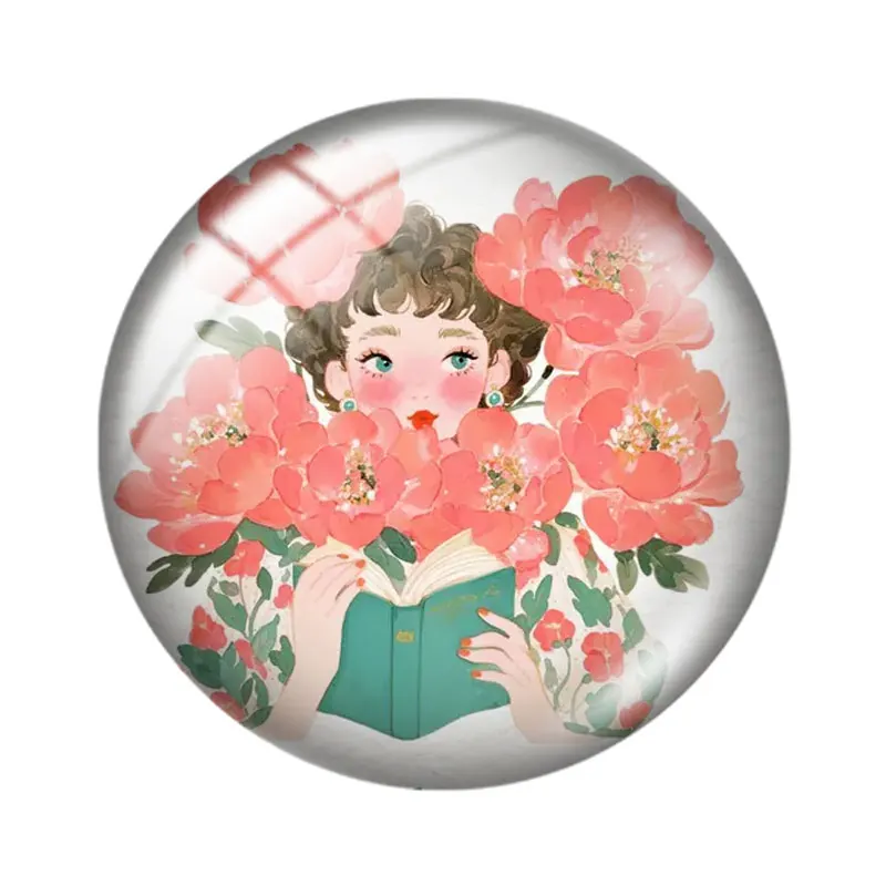 Peony Rose Fairies 12/18/20/25mm glass cabochon  bracelet pendant rings for jewelry demo earrings back Making findings