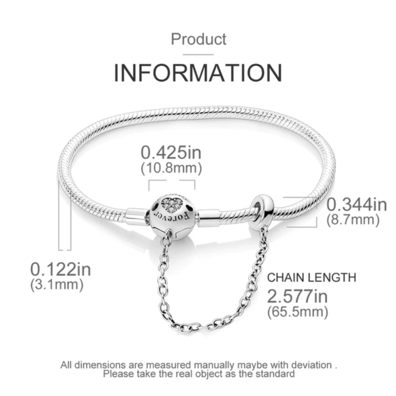 Bracelet High Quality Original 100% S925 Star Butterfly Heart Evil Eye Bracelet Snake Chain Diy Charm Beads Jewelry