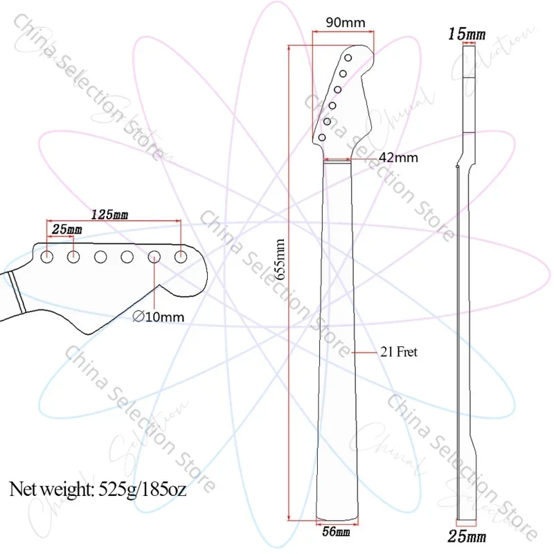 [Color Bright Light] 21 Pcs/22 Pcs Electric Guitar Neck Canadian Maple Handle, Integrated Fingerboard for ST