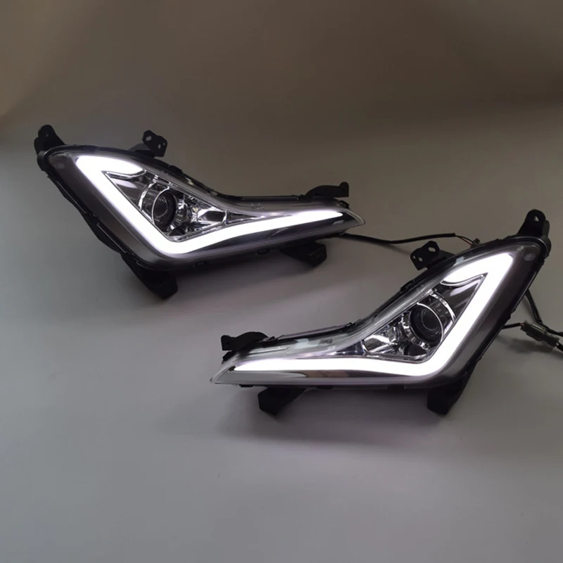 LED Daytime Running Lights DRL Fog Lamp Cover Case for Hyundai Elantra Sedan 2014 2015 2016 With Turn Signal Yellow