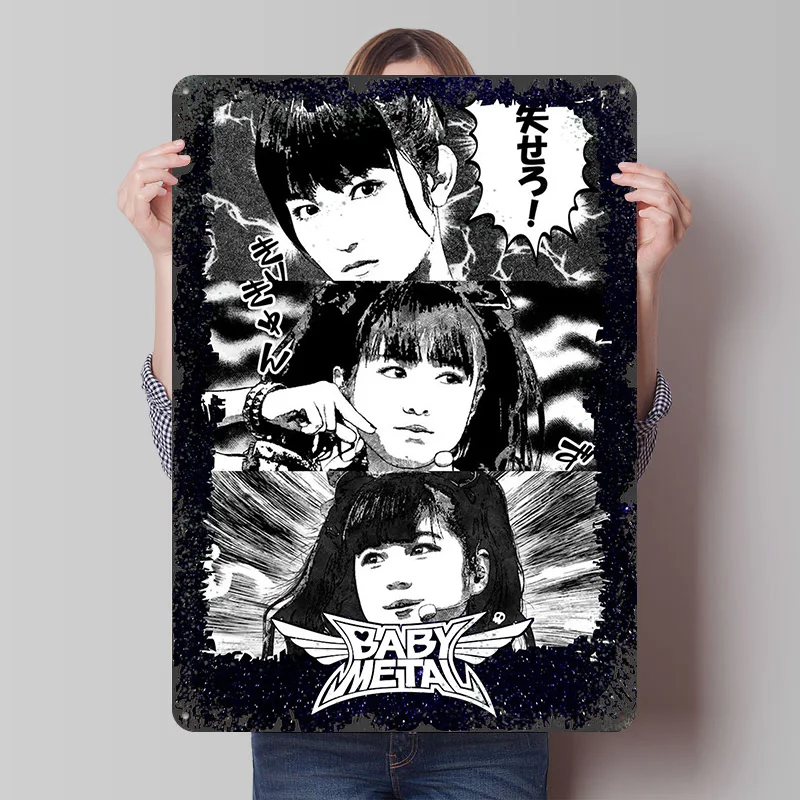 Babymetal Comics Poster Customized Wall Art Vintage Metal Signs Retro Tin Plaque for Man Cave Apartment Decoration Room Decor