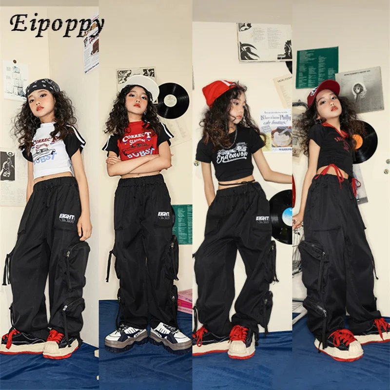 

Girls Hip Hop Crop Top Clothes Set Child Cool Streetwear