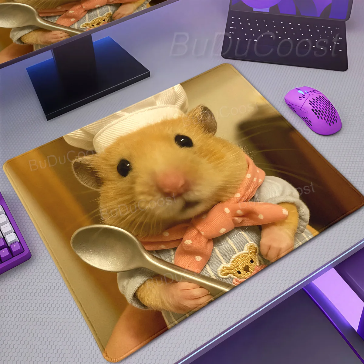 Cute Hamster Cook Mouse Pad Small Gaming Laptops Rubber Mousepad Gamer Carpet Keyboard Mat Desk Protector Cute Animal Mause Pads
