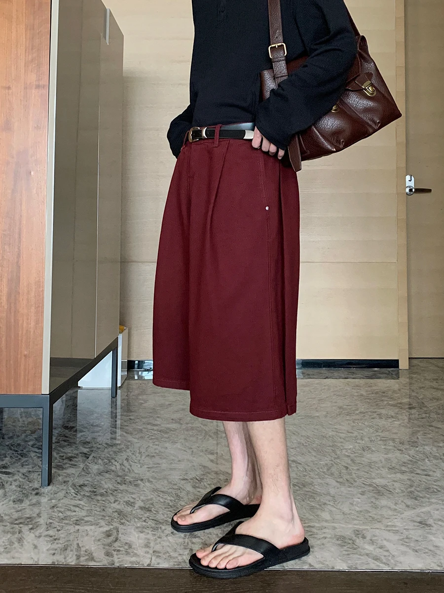 2025 sommer Neue Einfarbig Jeans männer Gerade Fünf Punkte Hosen Koreanische Version Lose Komfort Tasche Chic Baumwolle Denim shorts