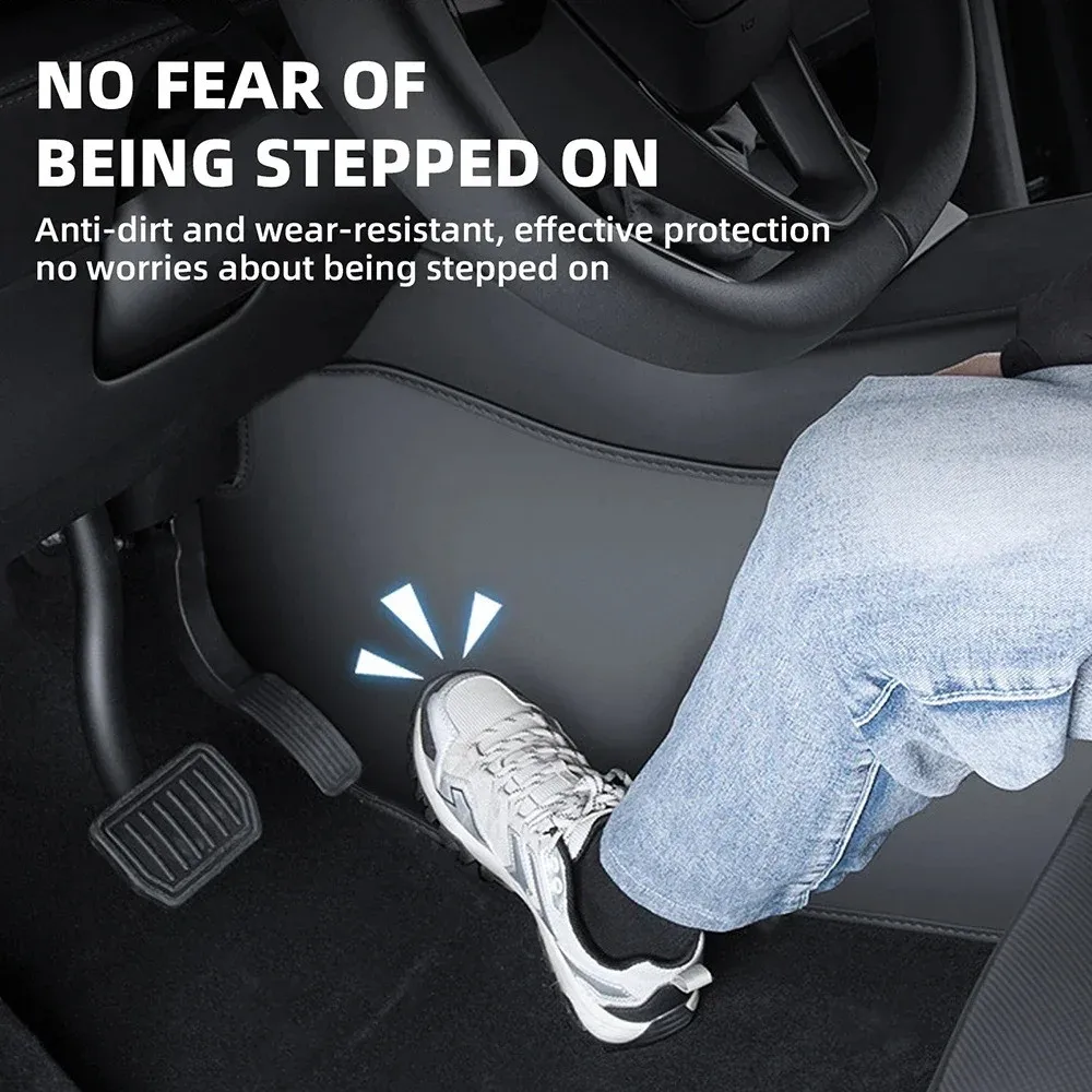 

For Tesla Model Y Juniper 2025 2026-UP Anti-Kick Pad, ABS Leather Central Control Side Mat Anti-Dirt Scratch-Resistant Protector